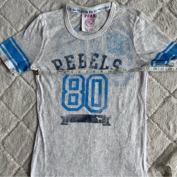 Victoria's Secret PINK | White & Blue Sheer "Rebels" Vintage Jersey | Size Small - Picture 9 of 10